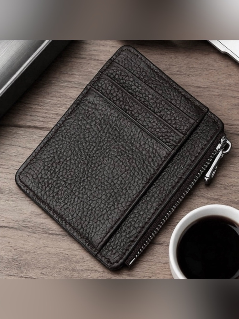 💞 New Classic Black Card Holder Wallet with Zipper